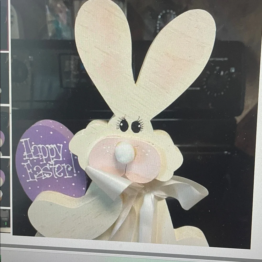 Happy Easter wooden bunny table decor